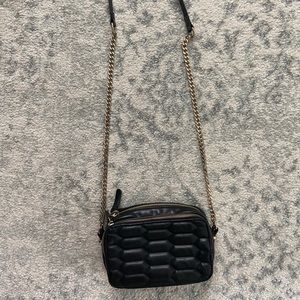 Zara Black Quilted Crossbody Bag with Chain